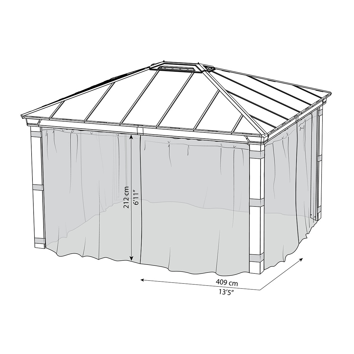 Mosquitera para Cenador Dallas 425 x 363 - 4 piezas Gris oscuro-6