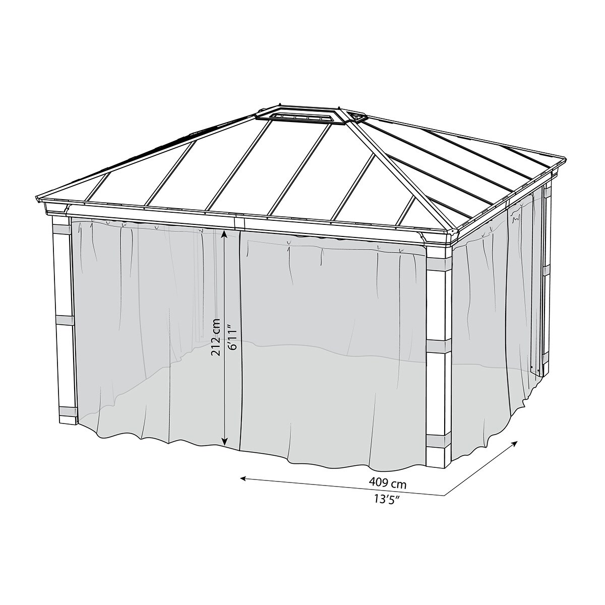 Mosquitera para Cenador Dallas 425 x 363 - 4 piezas Gris oscuro-6