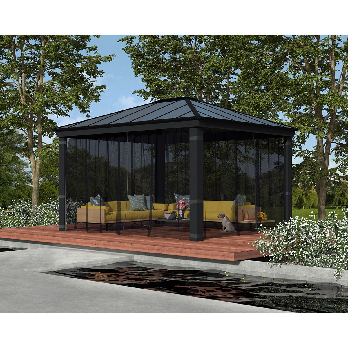 Mosquitera para Cenador Dallas 425 x 363 - 4 piezas Gris oscuro-2
