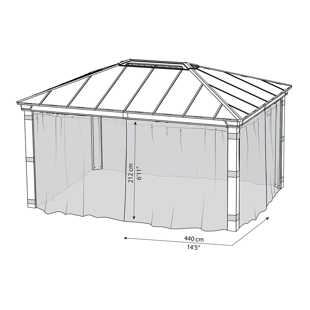 Mosquitera para Cenador Dallas 487 x 363 - 4 piezas Gris oscuro-6