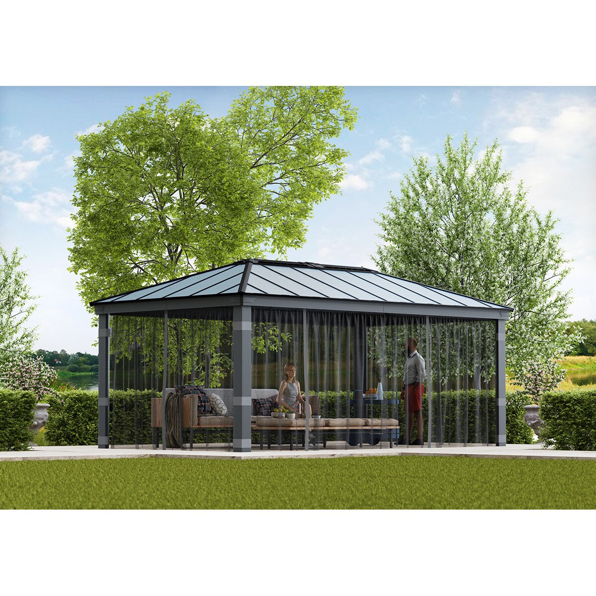 Mosquitera para Cenador Dallas 611 x 363 - 4 piezas Gris oscuro-2