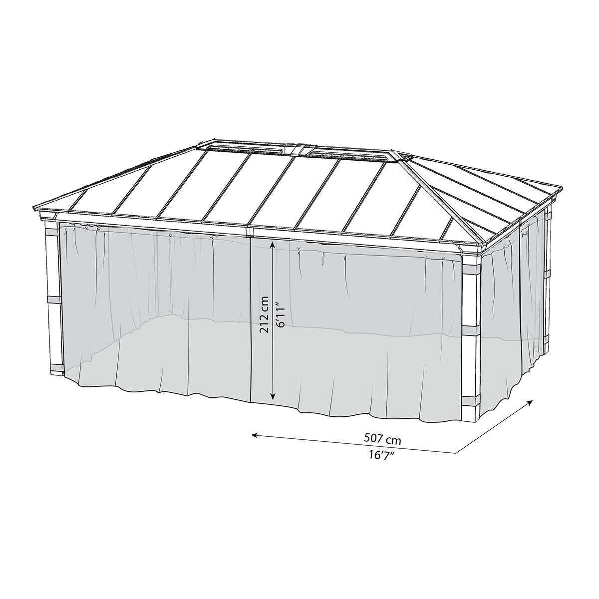 Mosquitera para Cenador Dallas 611 x 363 - 4 piezas Gris oscuro-6