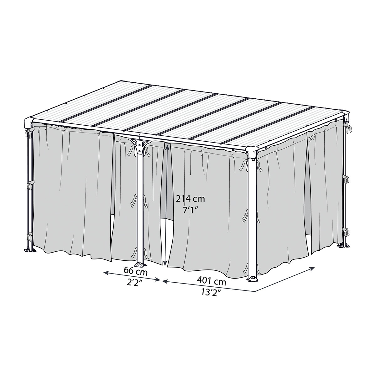 Mosquitera para Cenadores Martinique 493 x 360 y Milano 426 x 309 - 6 piezas Gris oscuro-3