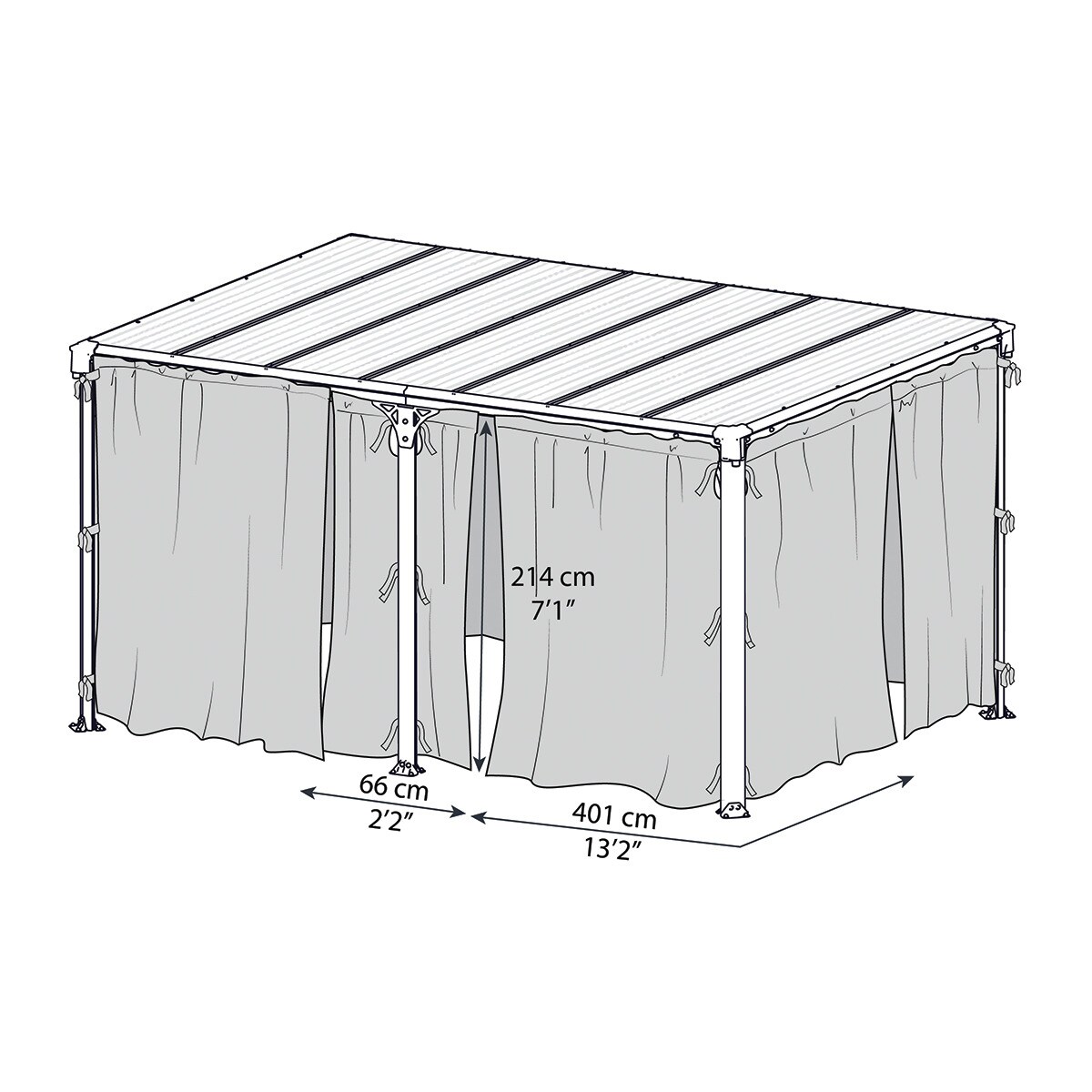 Mosquitera para Cenadores Martinique 493 x 360 y Milano 426 x 309 - 6 piezas Gris oscuro-3