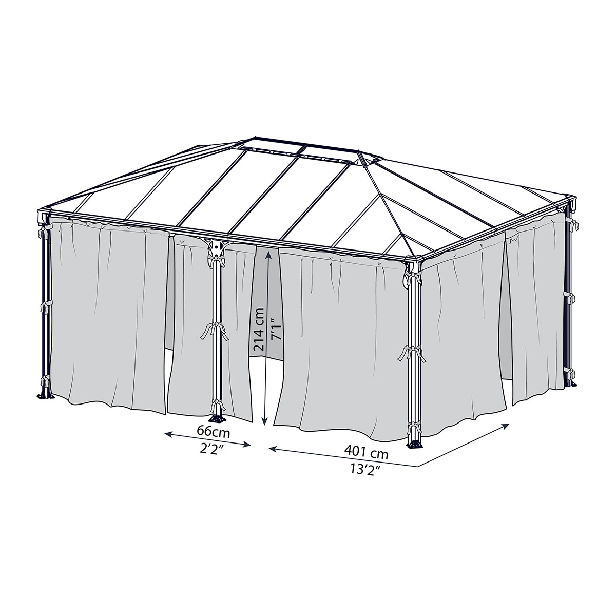 Mosquitera para Cenadores Martinique 493 x 360 y Milano 426 x 309 - 6 piezas Gris oscuro-2