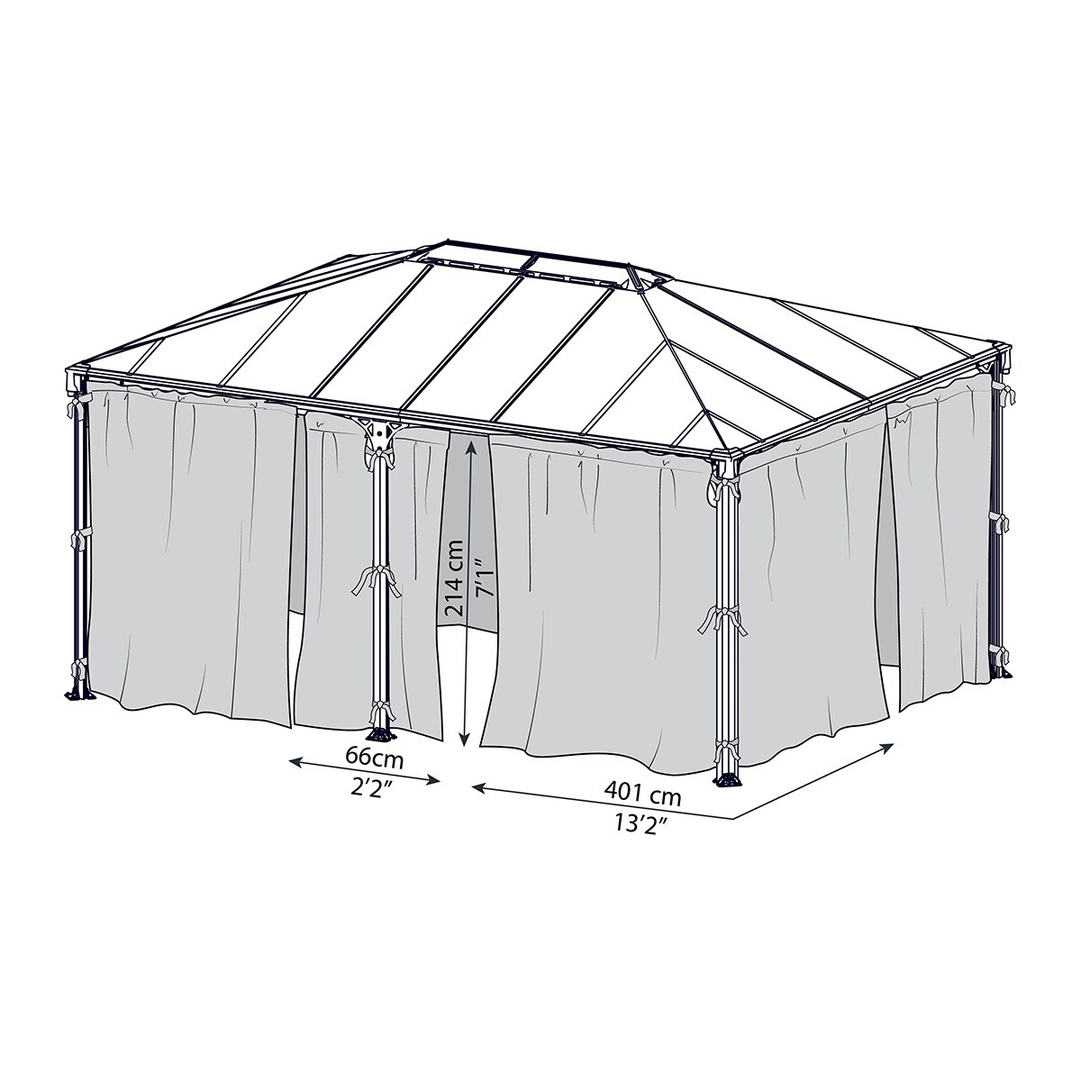 Mosquitera para Cenadores Martinique 493 x 360 y Milano 426 x 309 - 6 piezas Gris oscuro-2