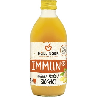 Bio Inmuno Shot bebida de manzana, jengibre y acerola ecológica botella 33 cl (envase de vidrio) - Hollinger