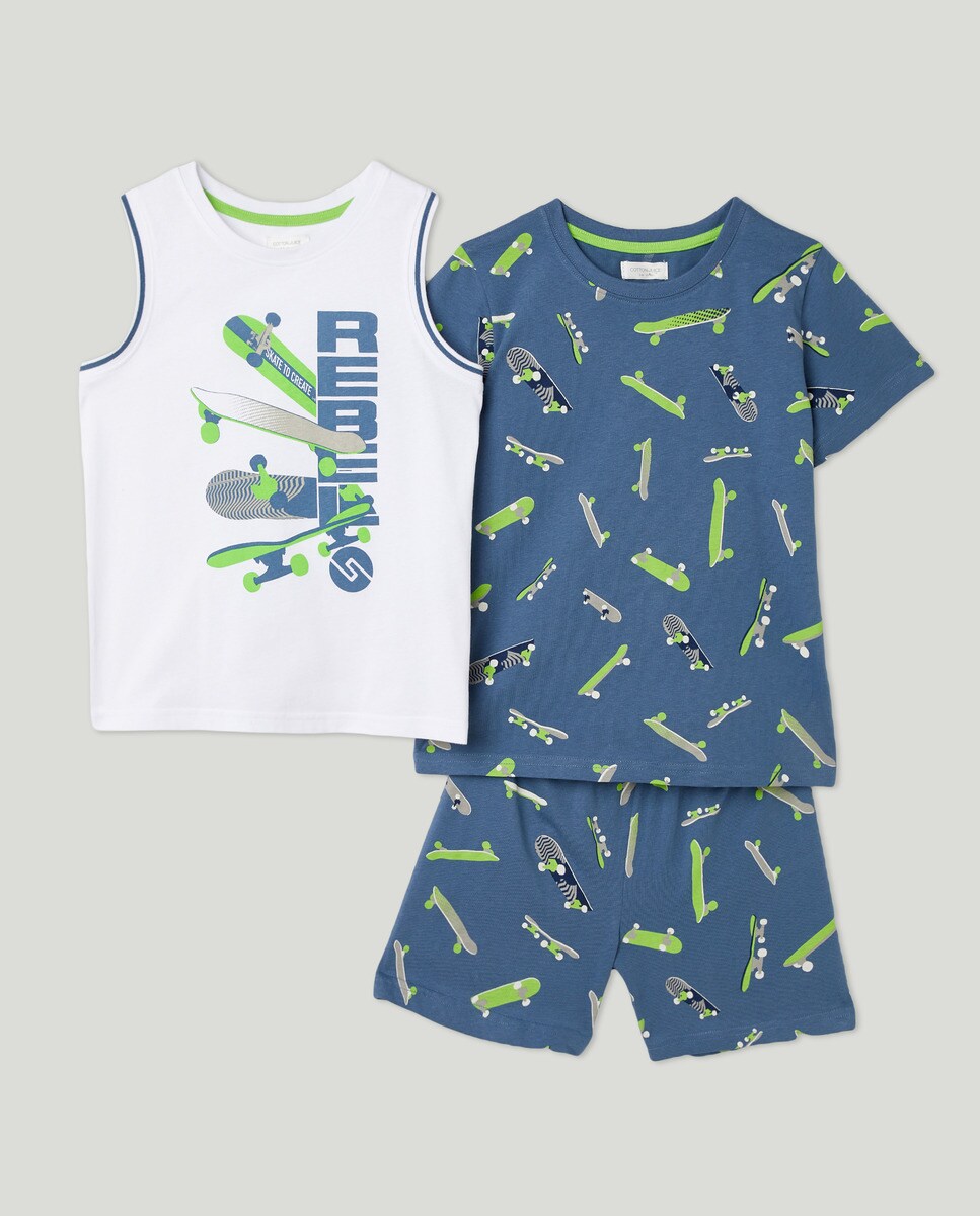 Pyjama short 3 pièces skate