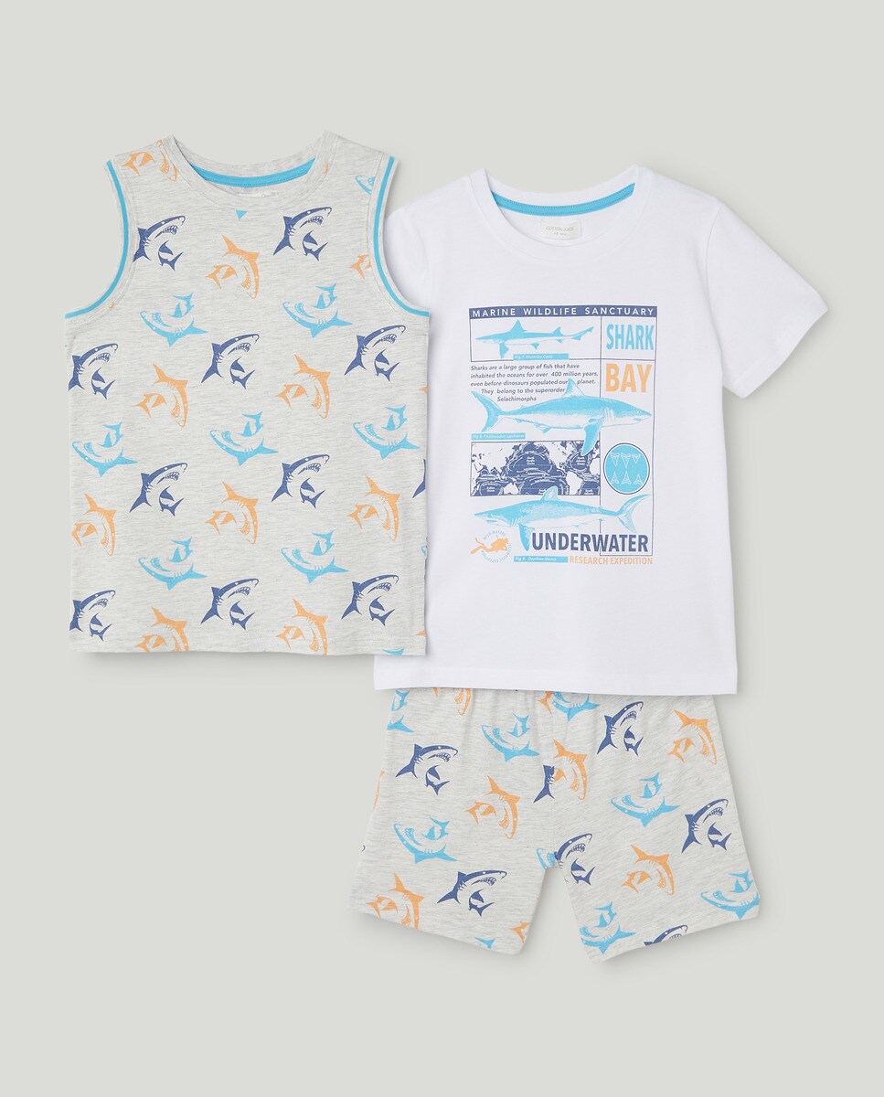 Pyjama short 3 pièces requins