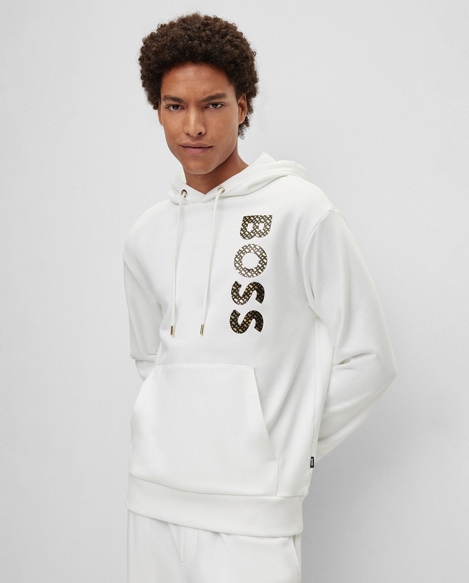 Sweat à capuche et logo monogrammes en éponge de