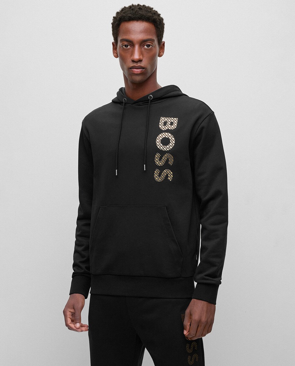 Sweat à capuche et logo monogrammes en éponge de