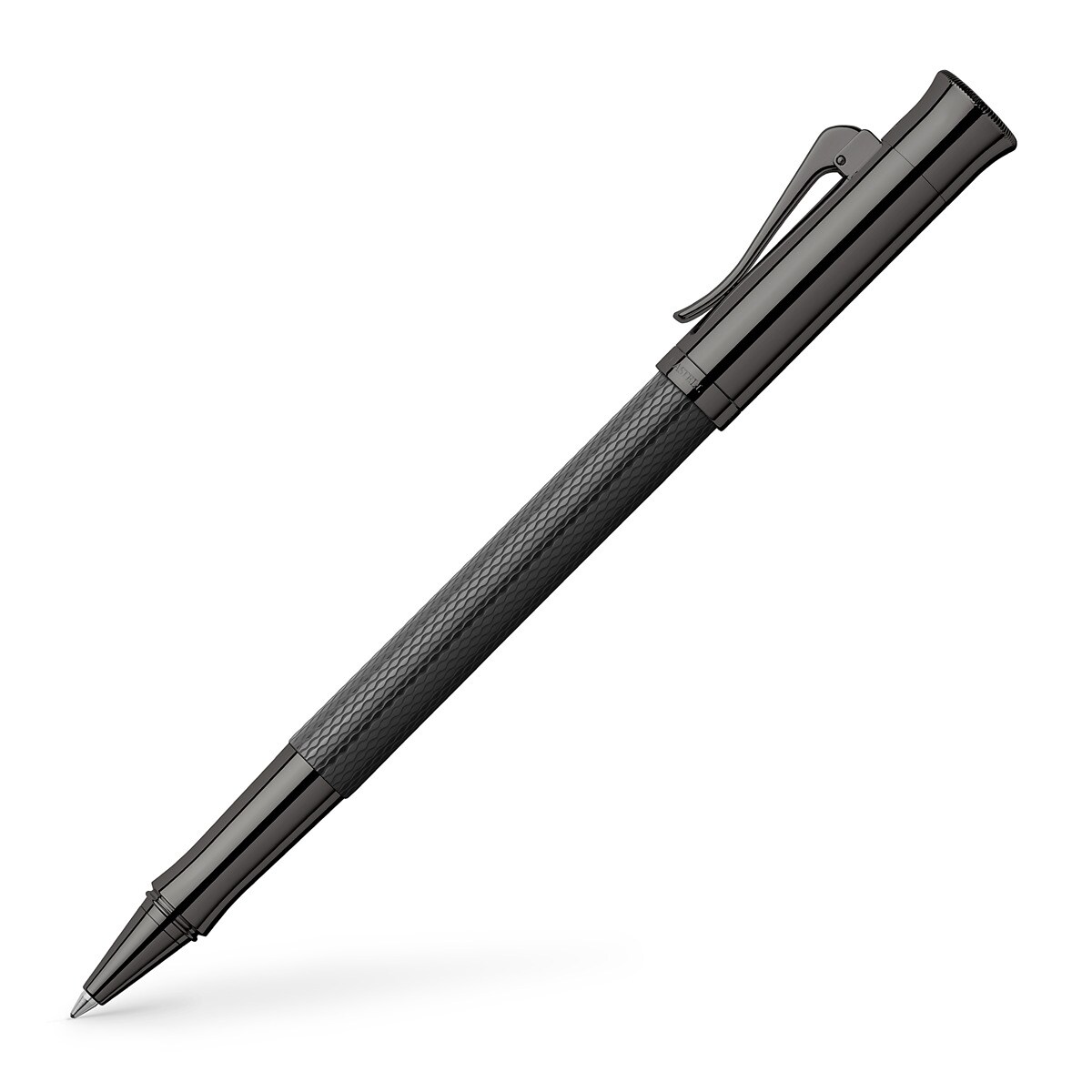 Stylo Roller Graf Von Faber-Castell Guilloche Chevrons - Plaqué Platine - Magnifique Occasion