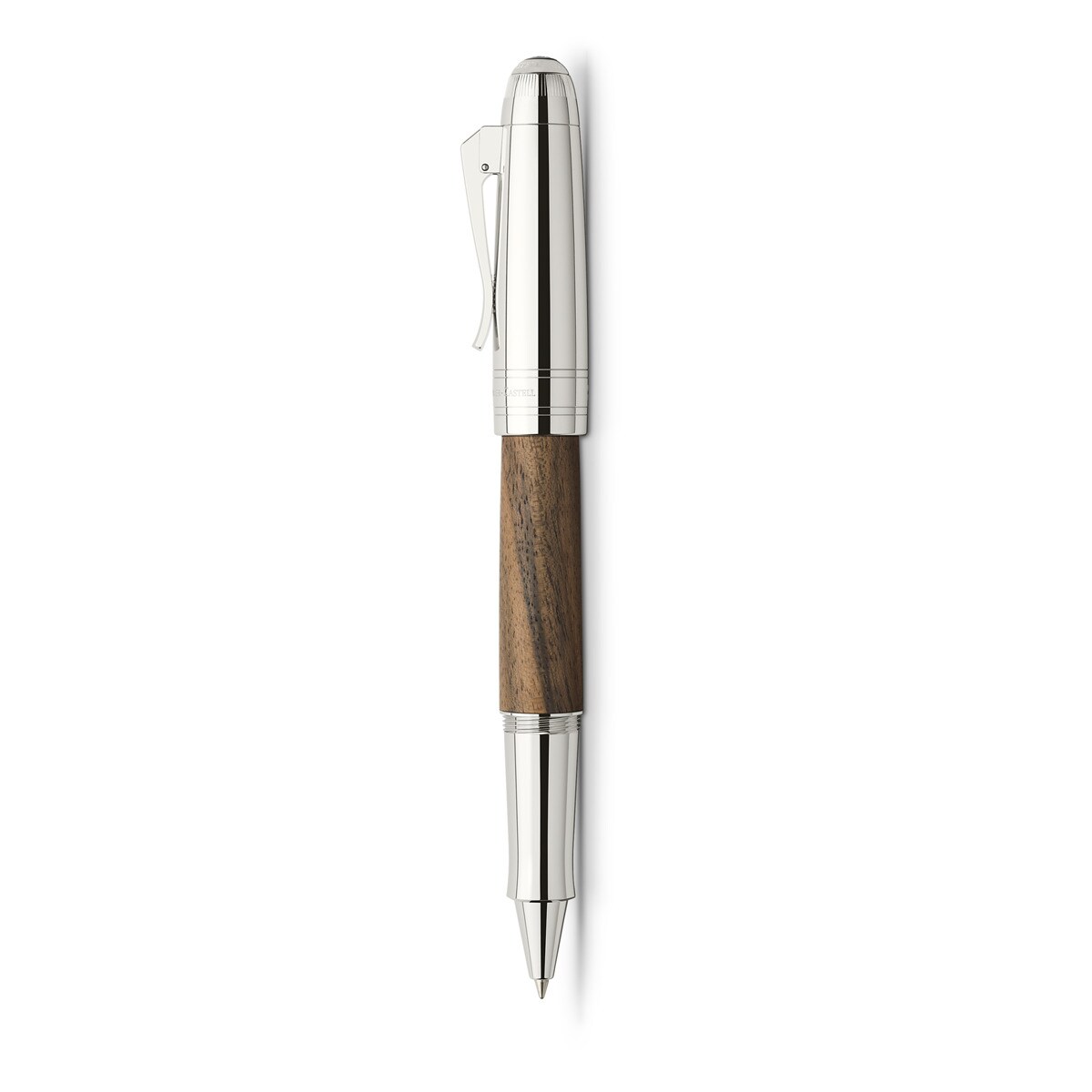 Stylo Roller Graf Von Faber-Castell - Résine Noire Godronnée, Plaqué Platine, Occasion
