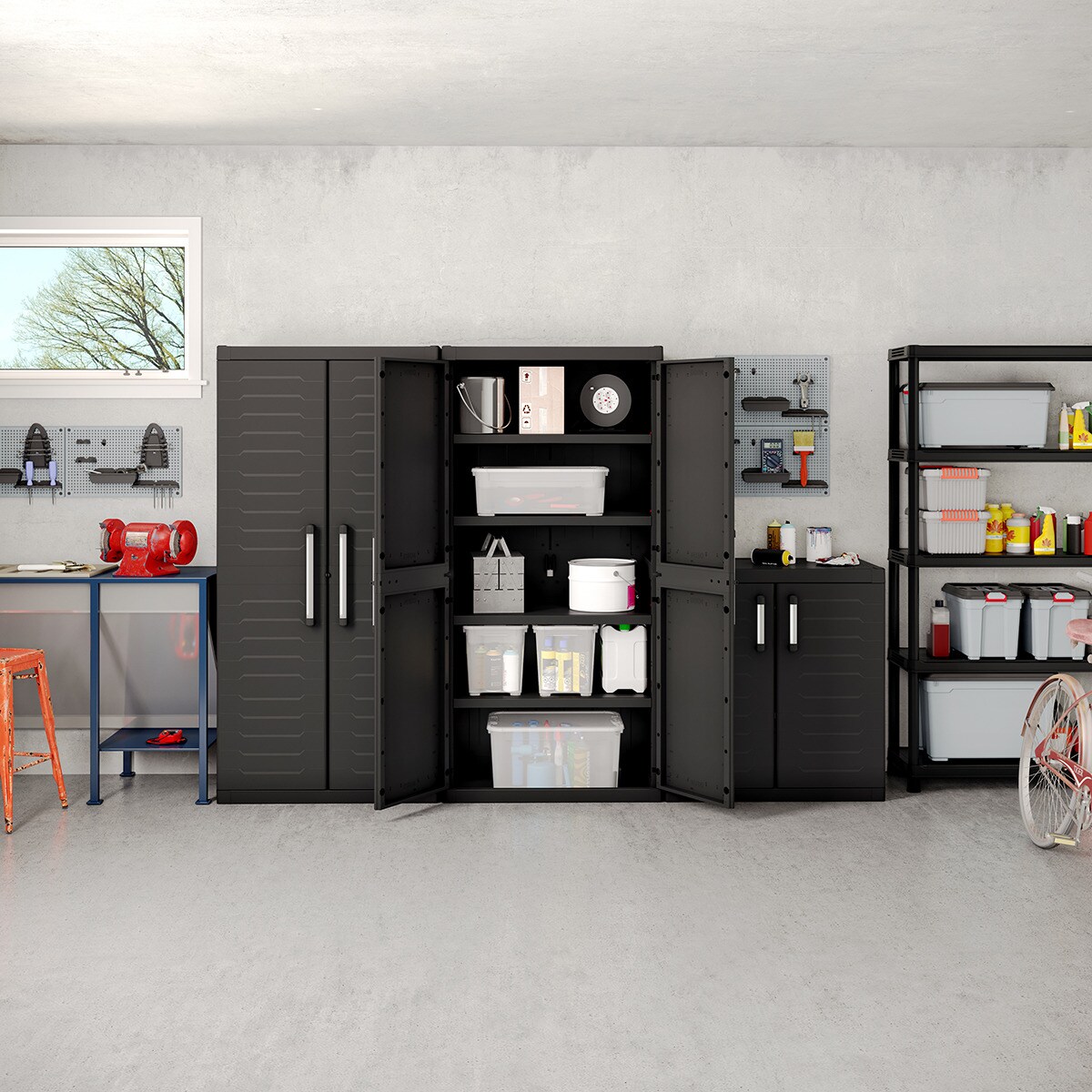 Armário de Resina Alto Detroit de 2 Portas. Preto-3