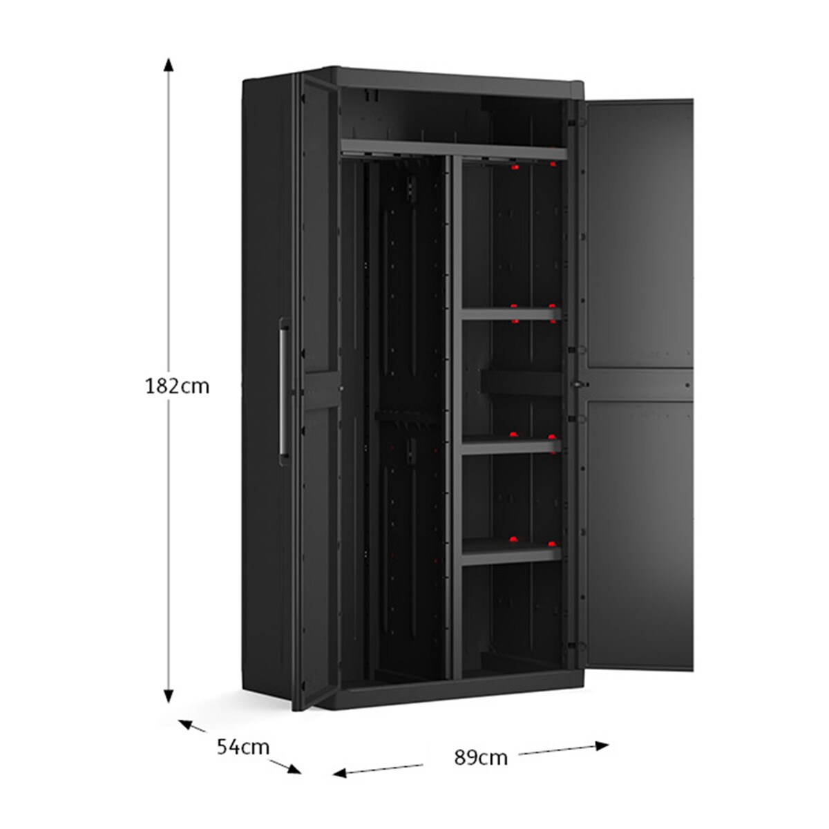 Armário de Resina Alto com Vassoureiro Detroit 2 Portas. Preto-6