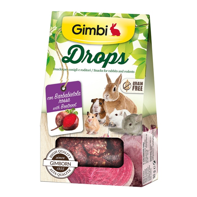 Imagen 0 de Snack para conejos y roedores Gimbi Drops con remolacha 50 g