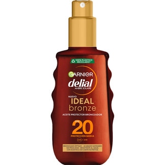 Ideal Bronze aceite protector bronceador con manteca de karité nutritiva SPF-20 spray 150 ml bronceado óptimo - acabado satinado - no pegajoso - resistente al agua - Delial