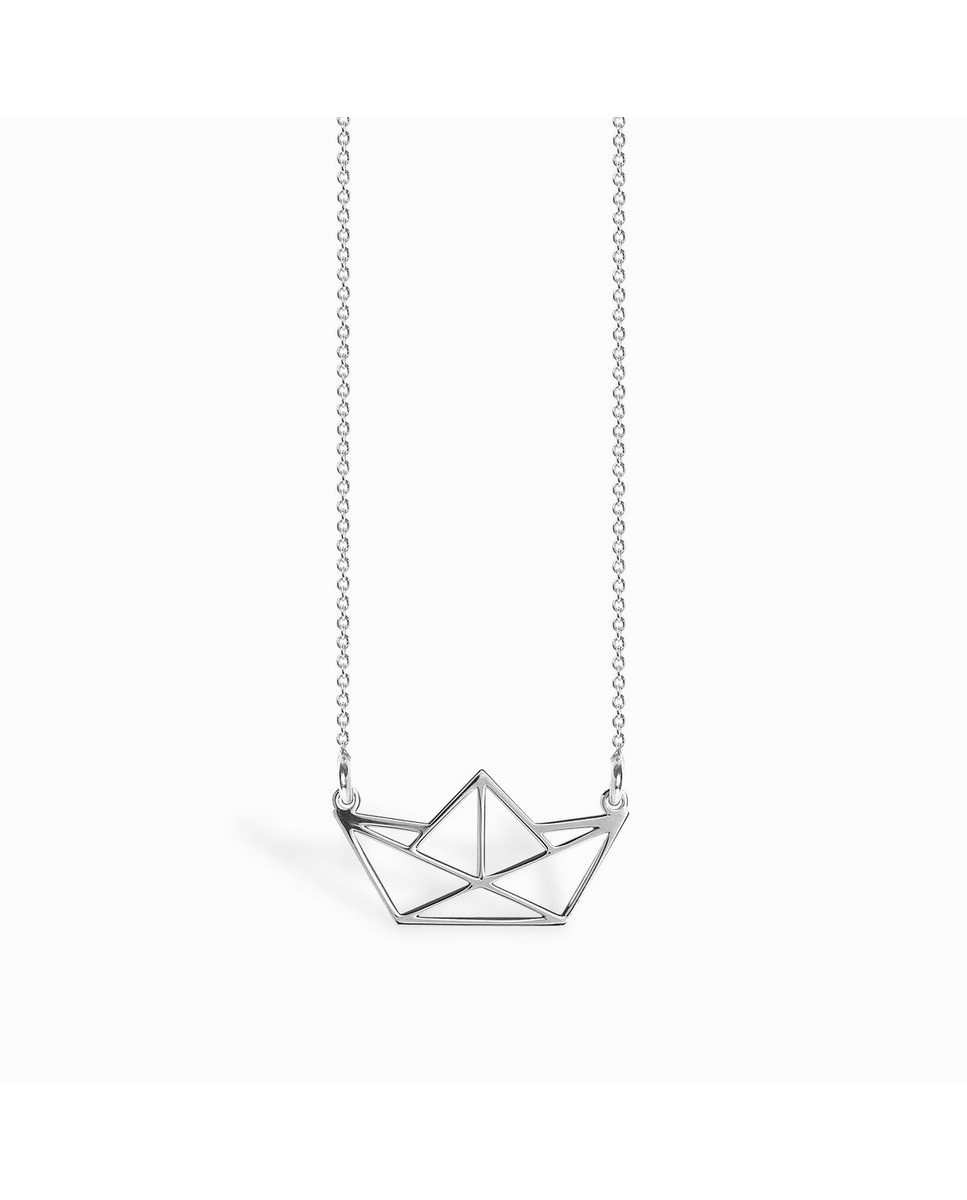Colar Origami Barco Prateado 1