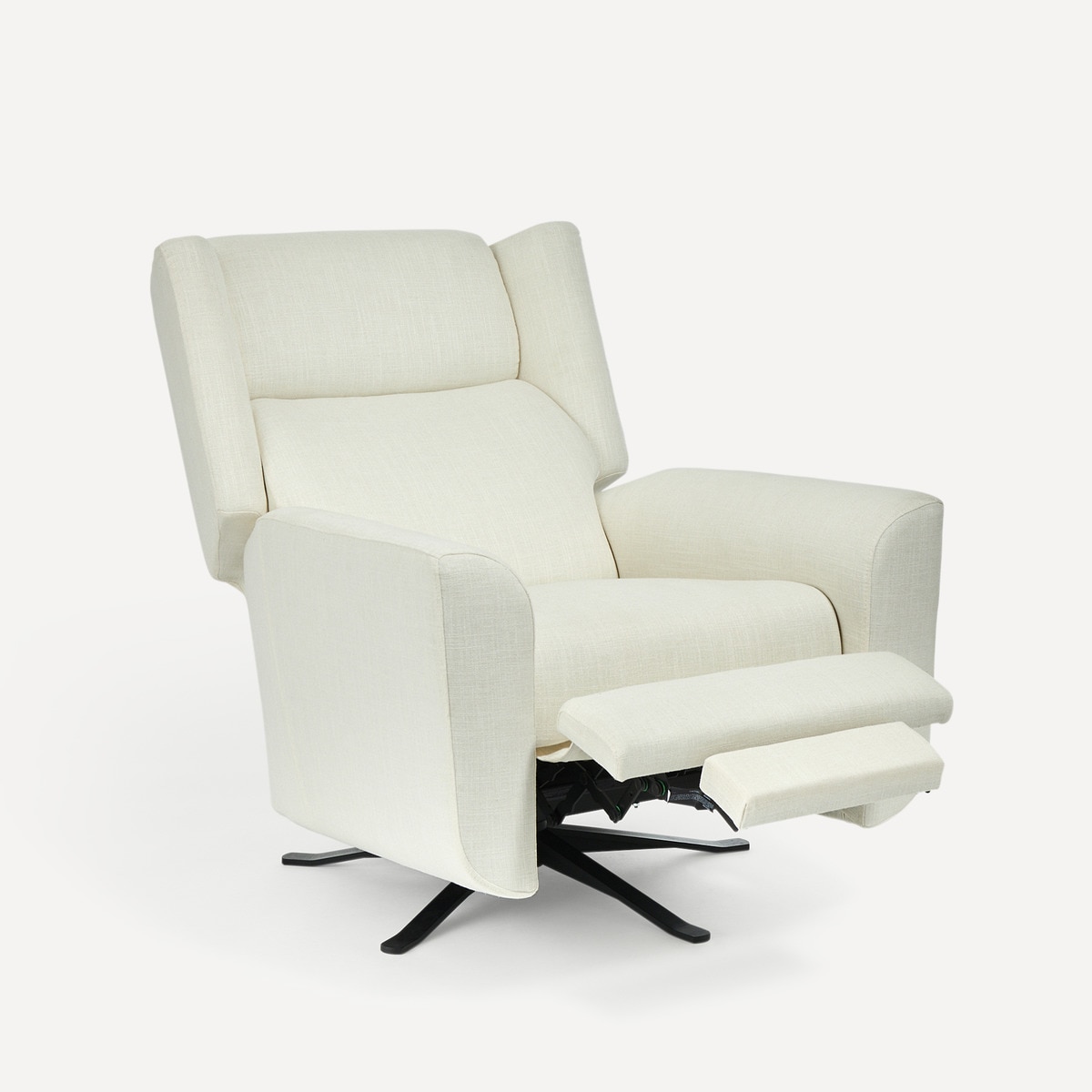 Poltrona estofada em viscose e linho com relax manual Cooper Branco-4