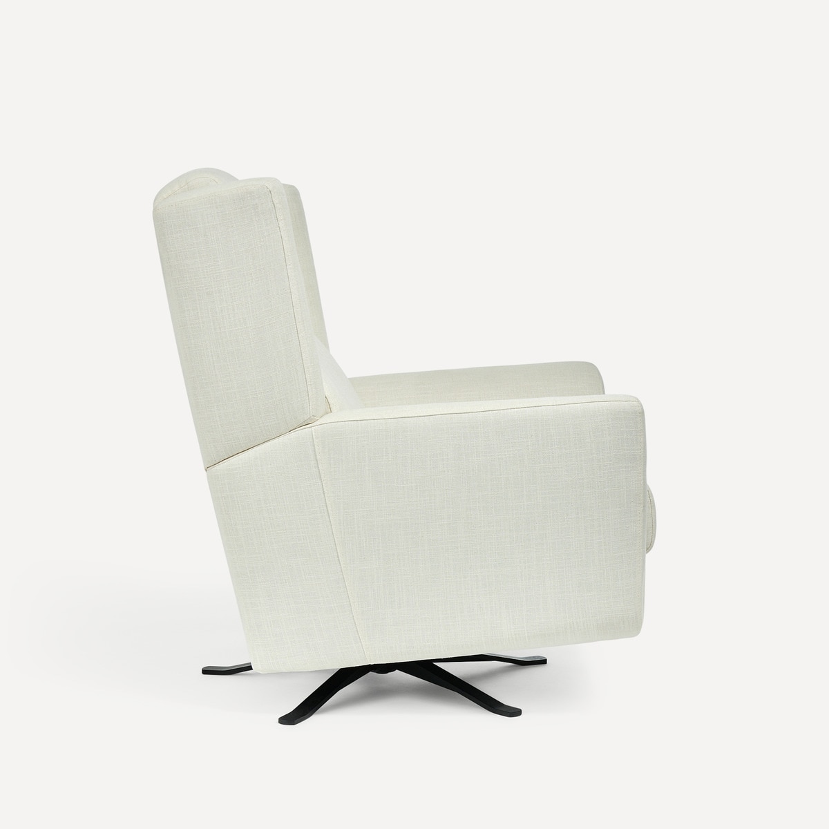 Poltrona estofada em viscose e linho com relax manual Cooper Branco-3