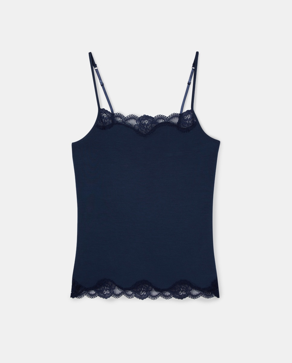 T-shirt com alças Azul-1