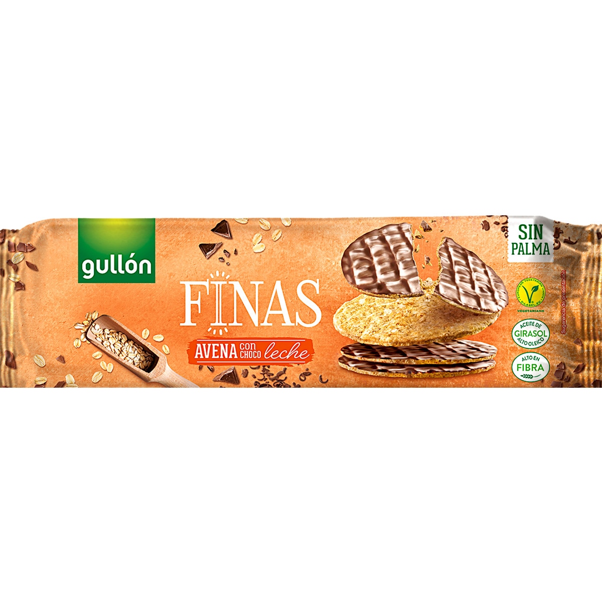 Bolachas Finas de Aveia com Chocolate de Leite Vegan embalagem 150 g
