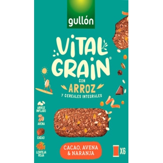 Bolachas Vital Grain com Arroz Cacau, Aveia e Laranja Pack 6 unidades embalagem 247 g - Gullón