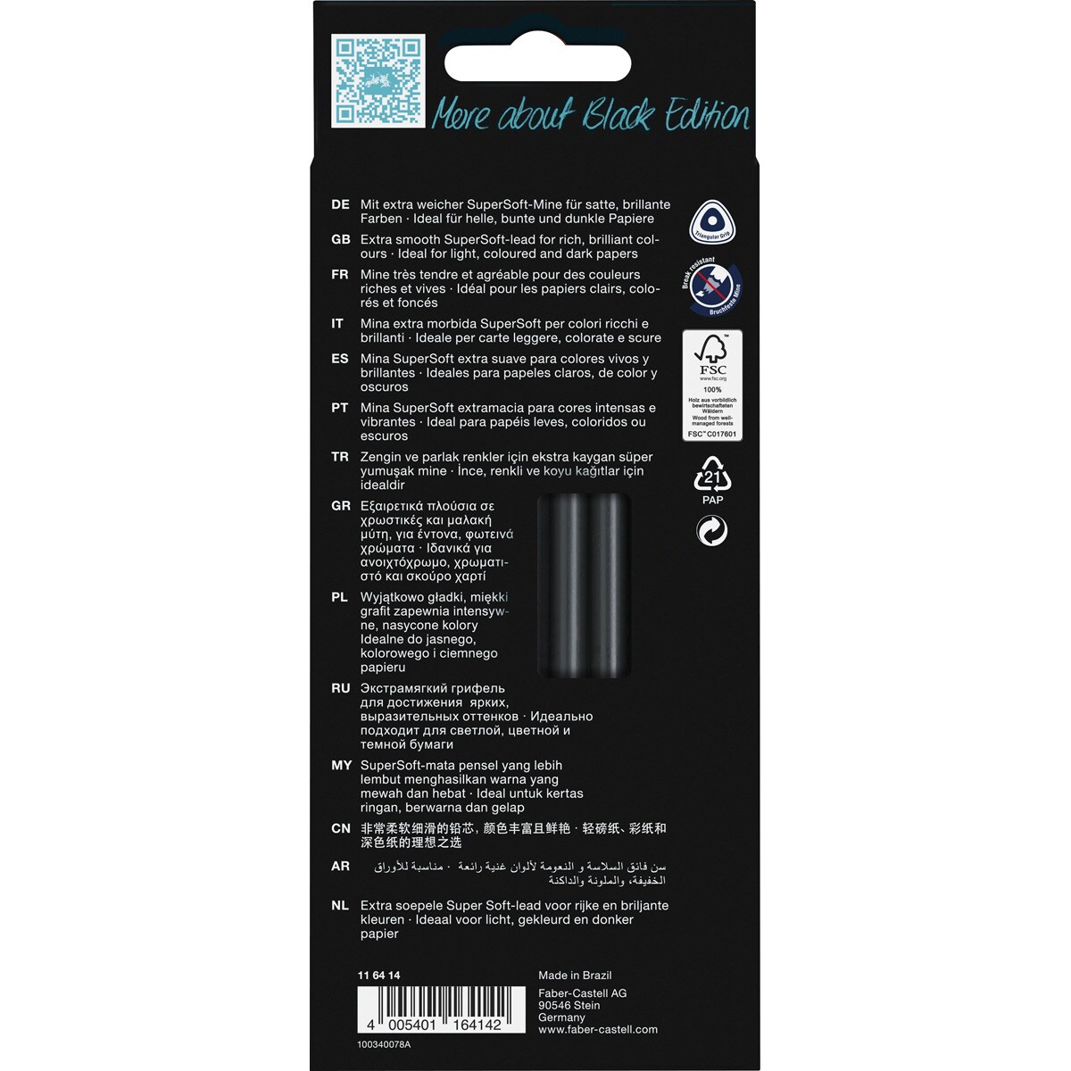 Estojo de Cartão de 12 Lápis Black Edition - Cores Carne 3