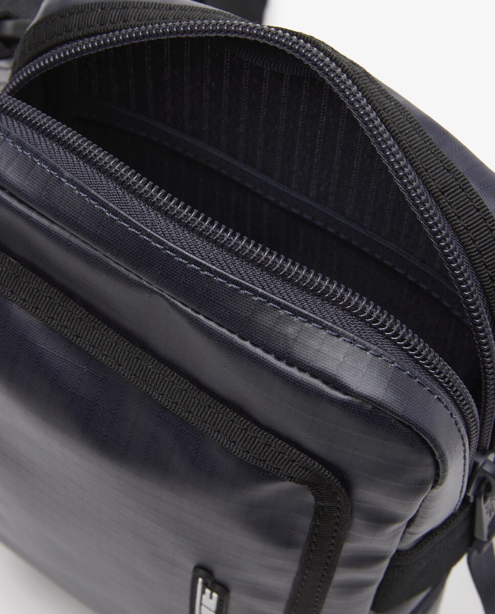 Mala a Tiracolo Mini Vertical com Fecho de Correr - Castanho Azul-4