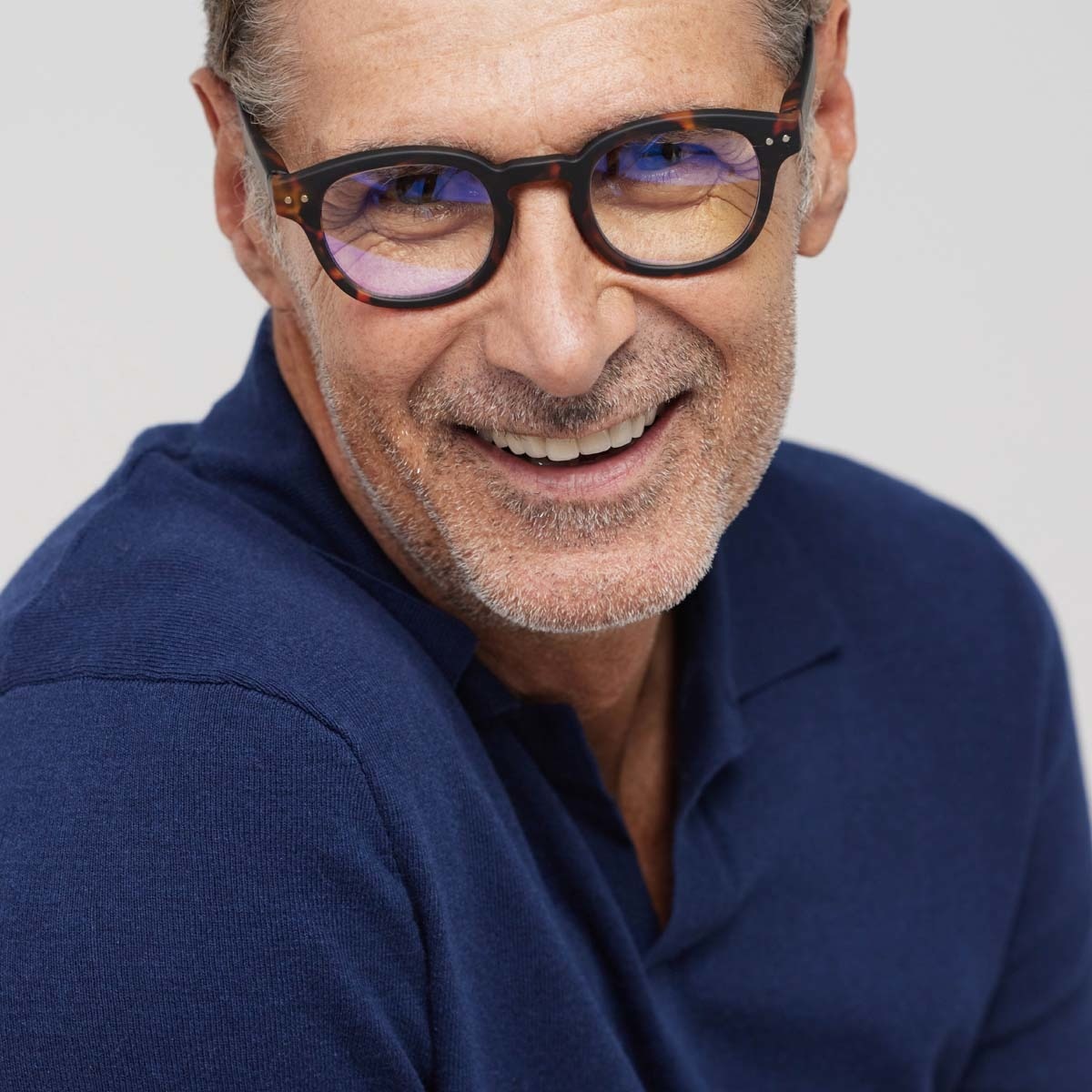 Óculos de Luz Azul # C de Forma Quadrada - Azul Carey 2