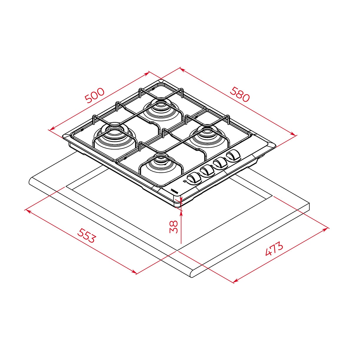 Placa de gas Teka 4 quemadores - HLX 640 KLA Acero Inox-2
