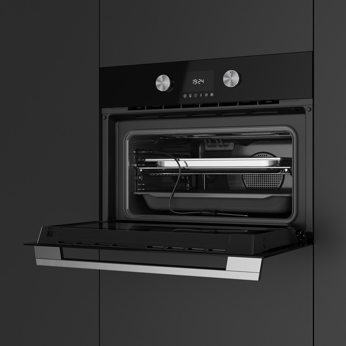 Horno compacto multifunción Teka HydroClean, con 15 funciones - HLC 8470 SC Negro-9