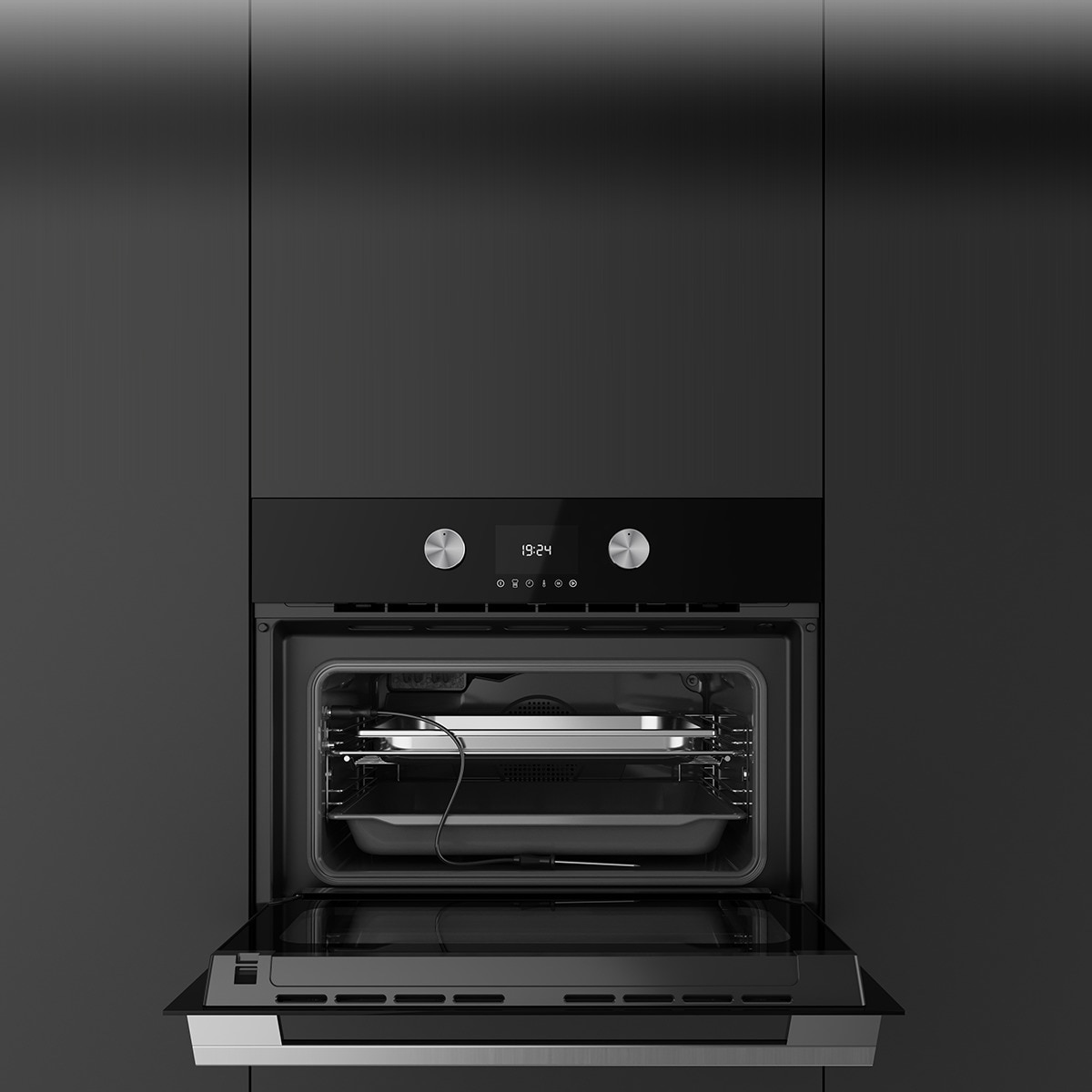 Horno compacto multifunción Teka HydroClean, con 15 funciones - HLC 8470 SC Negro-8