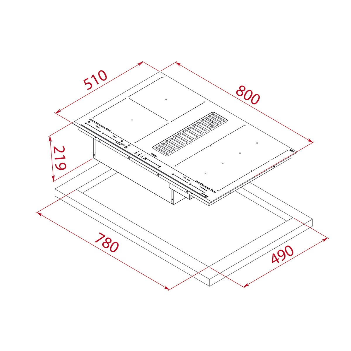 Placa de inducción Teka 6 zonas de cocción, extractor integrado - AFF 87601 MST Negro-3