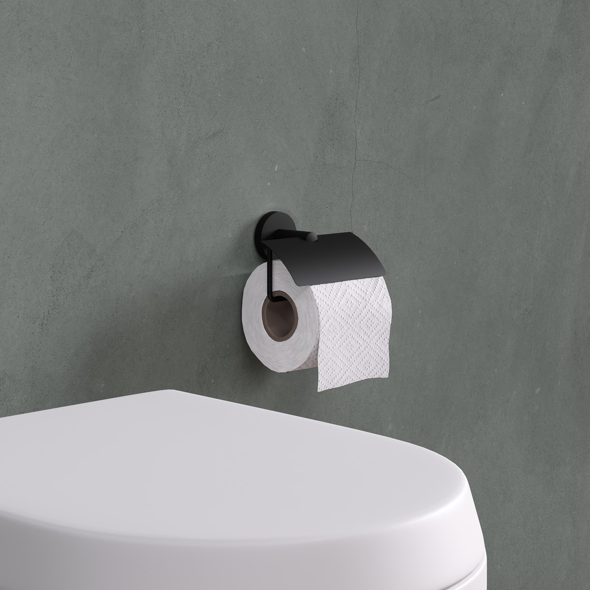 Portarrollos con tapa Start Cosmic Negro mate-2