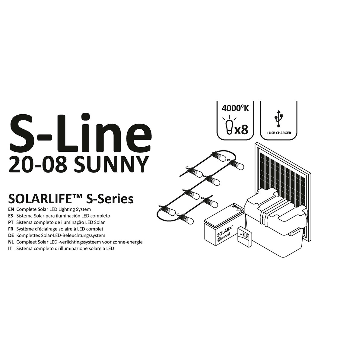 Kit Solar Iluminación LED SOLARLIFE-S-20x8 SUNNY 3