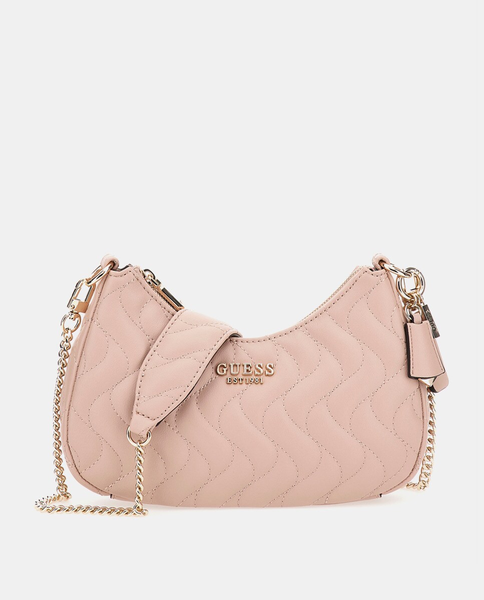 Sac à bandoulière ovale Eco nude matelassé à motif ondulé