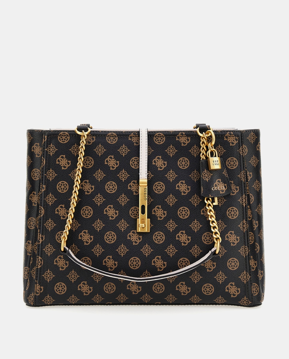 Sac cabas James foncé à imprimé logos