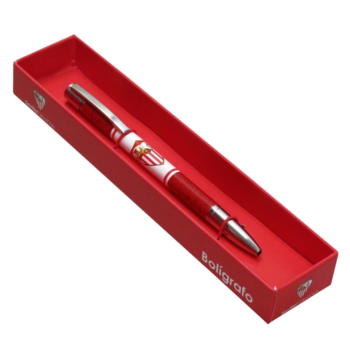Bolígrafo de metal en caja Sevilla Fc CyP Brands blanco y rojo Rojo / Blanco-2