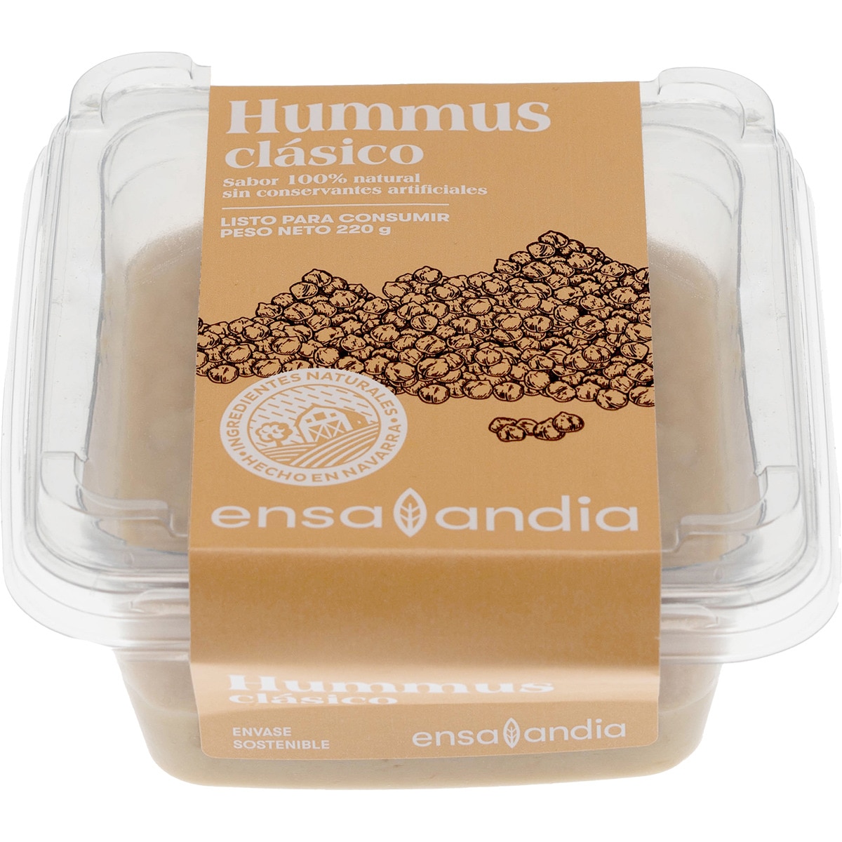 hummus clásico sabor 100% natural tarrina 220 g