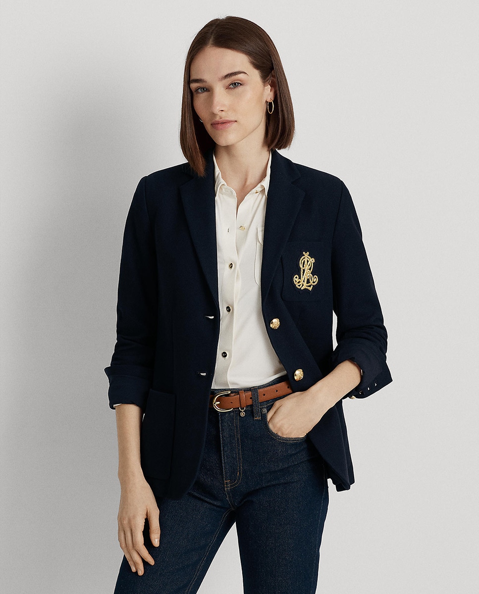 Blazer jacquard avec écusson