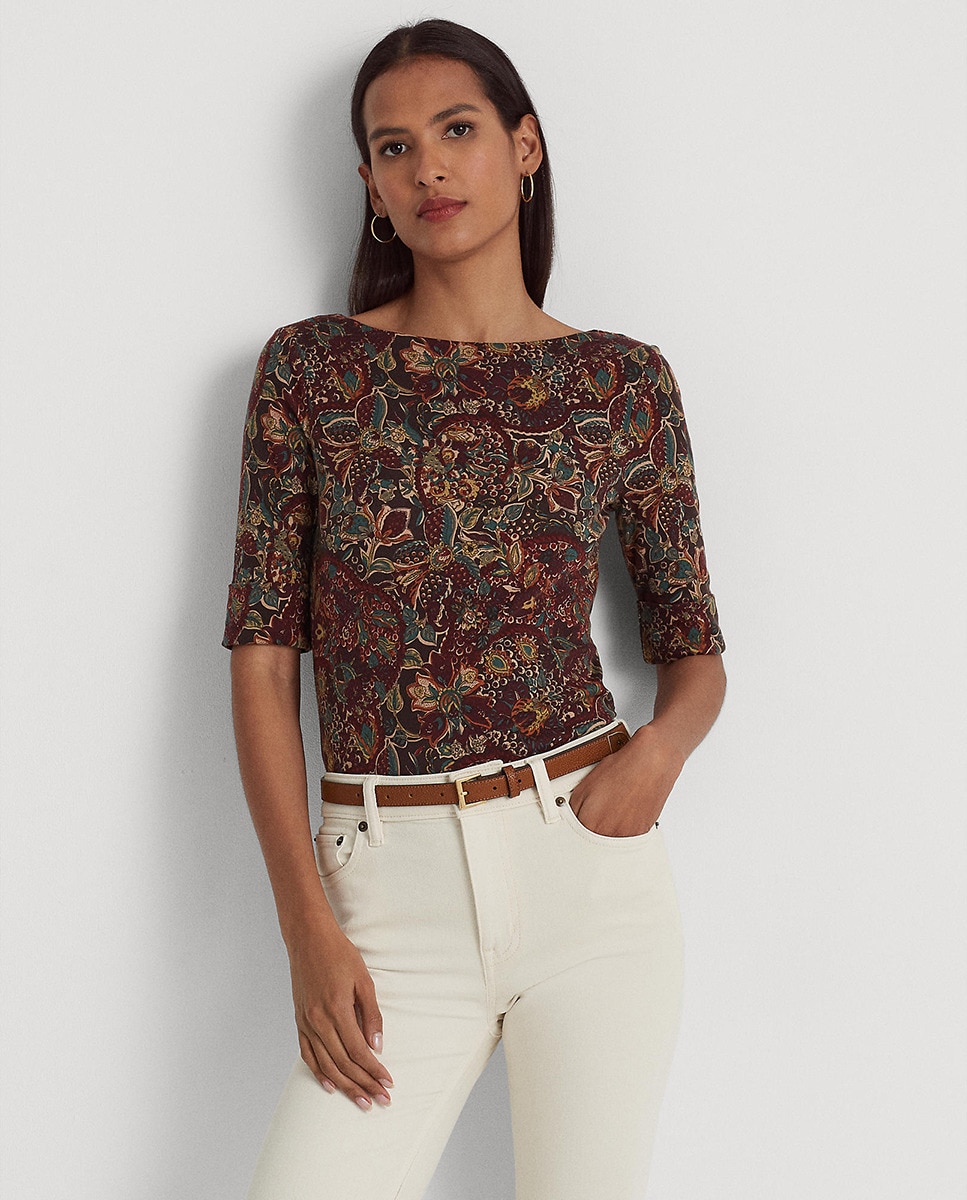 Tshirt manches aux coudes à imprimé abstrait