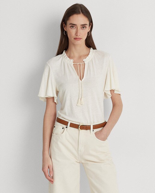 Camiseta Ralph Lauren Cuello Redondo Estampada - Marrón Mujer