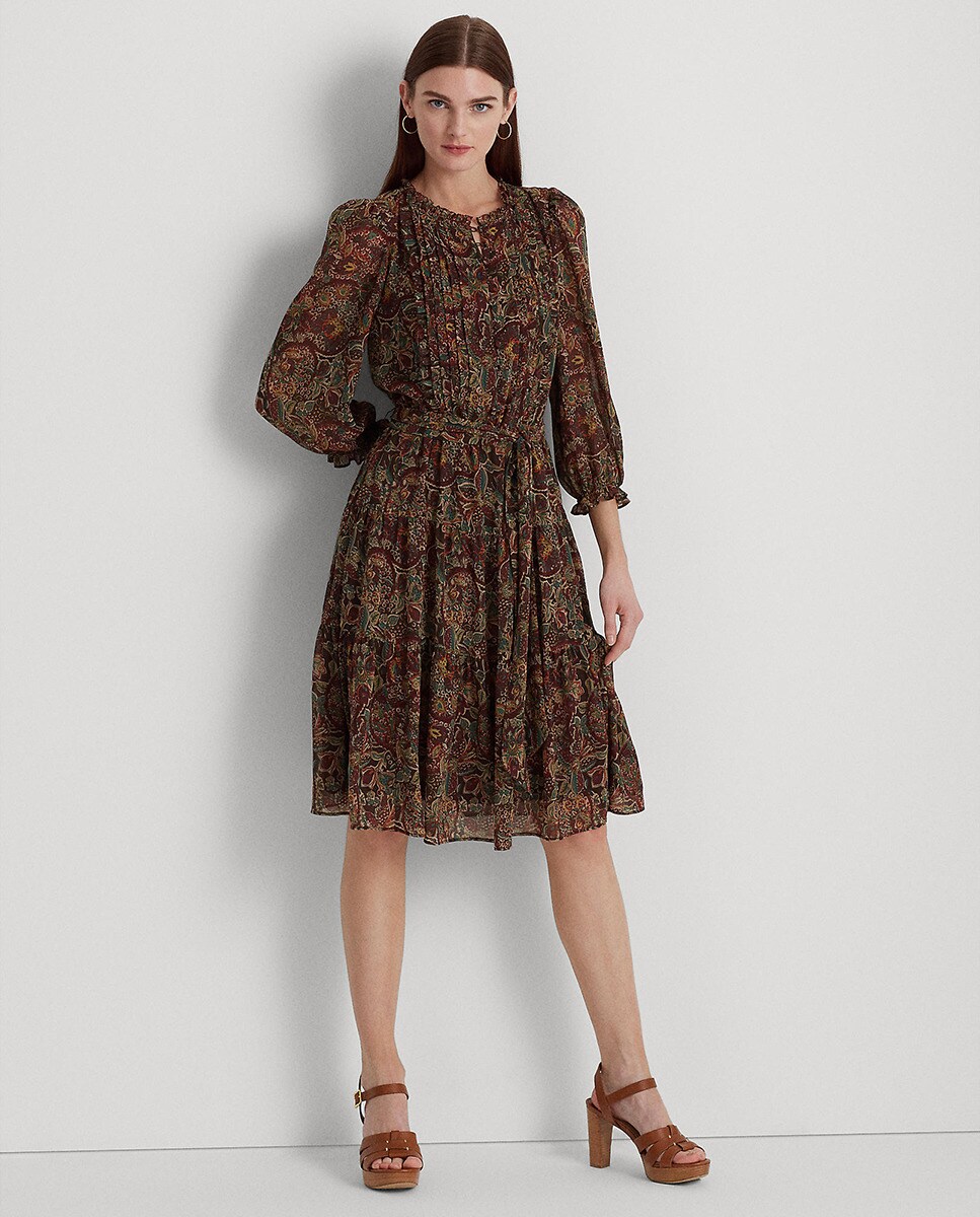 Robe midi à imprimé abstrait