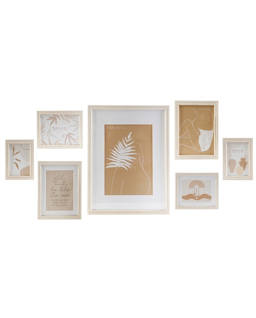 Imagen 0 de Marco foto set 7 mdf cristal 32,5x1,5x45 marrón