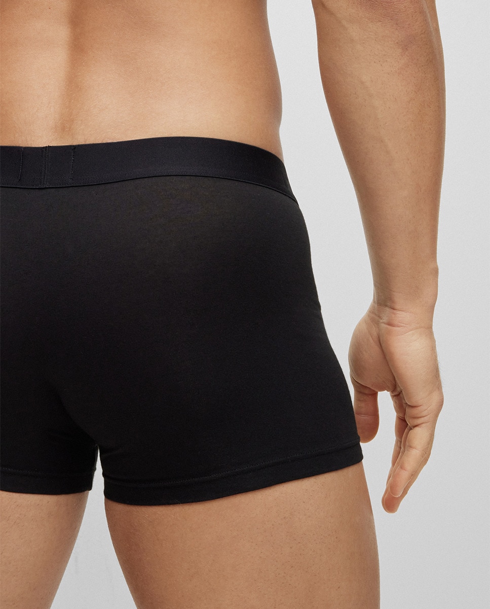 Embalagem de Dois Boxers com Logótipo na Cintura e em Algodão Elástico Preto-5