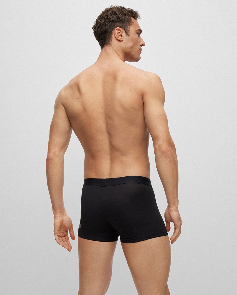 Embalagem de Dois Boxers com Logótipo na Cintura e em Algodão Elástico Preto-3
