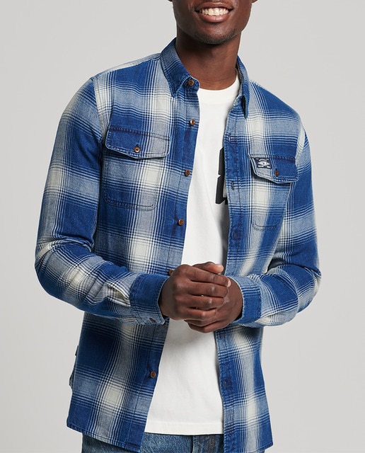 Imagen 0 de Camisa de hombre regular de cuadros azul índigo