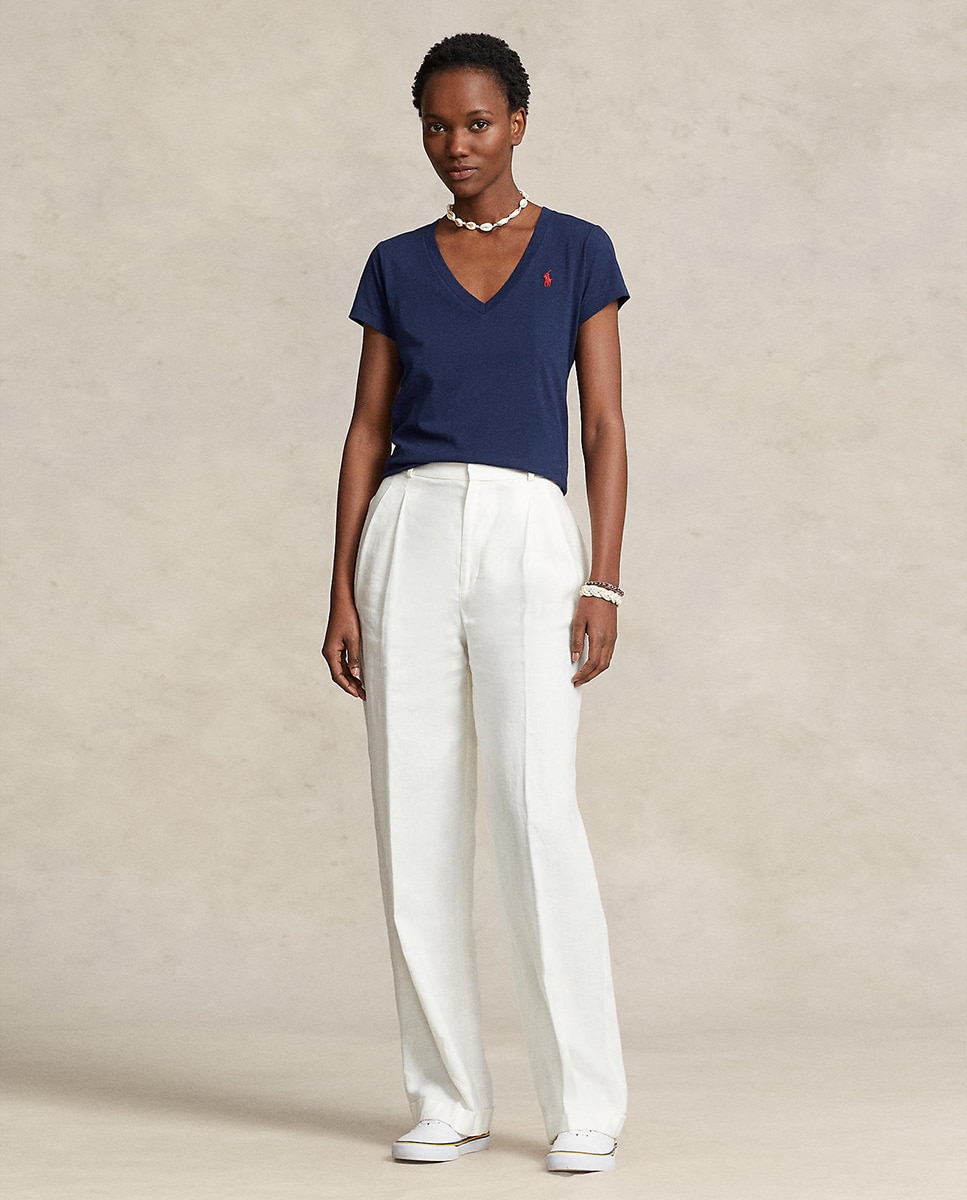 T-shirt Básica com Logótipo Bordado Azul-marinho-5