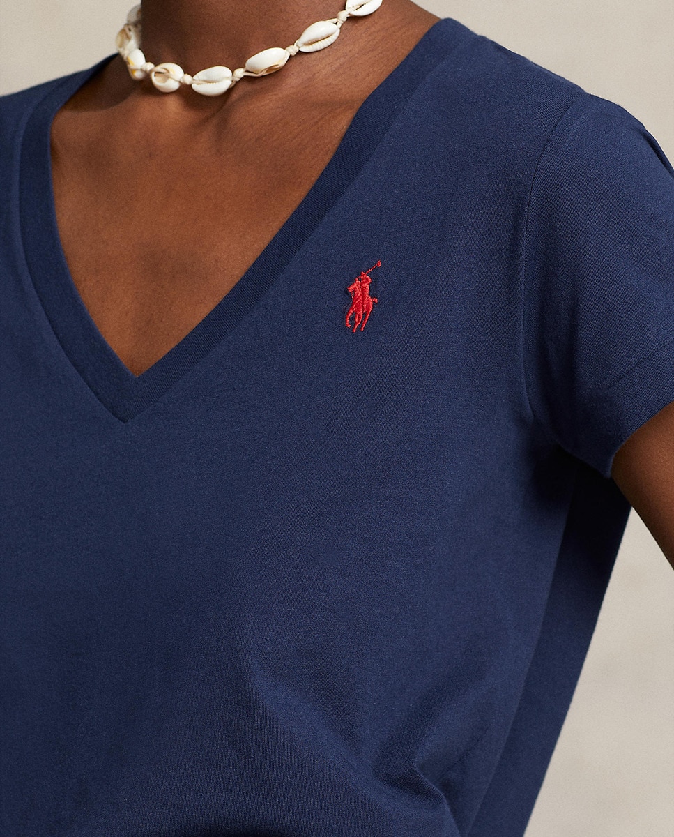 T-shirt Básica com Logótipo Bordado Azul-marinho-3